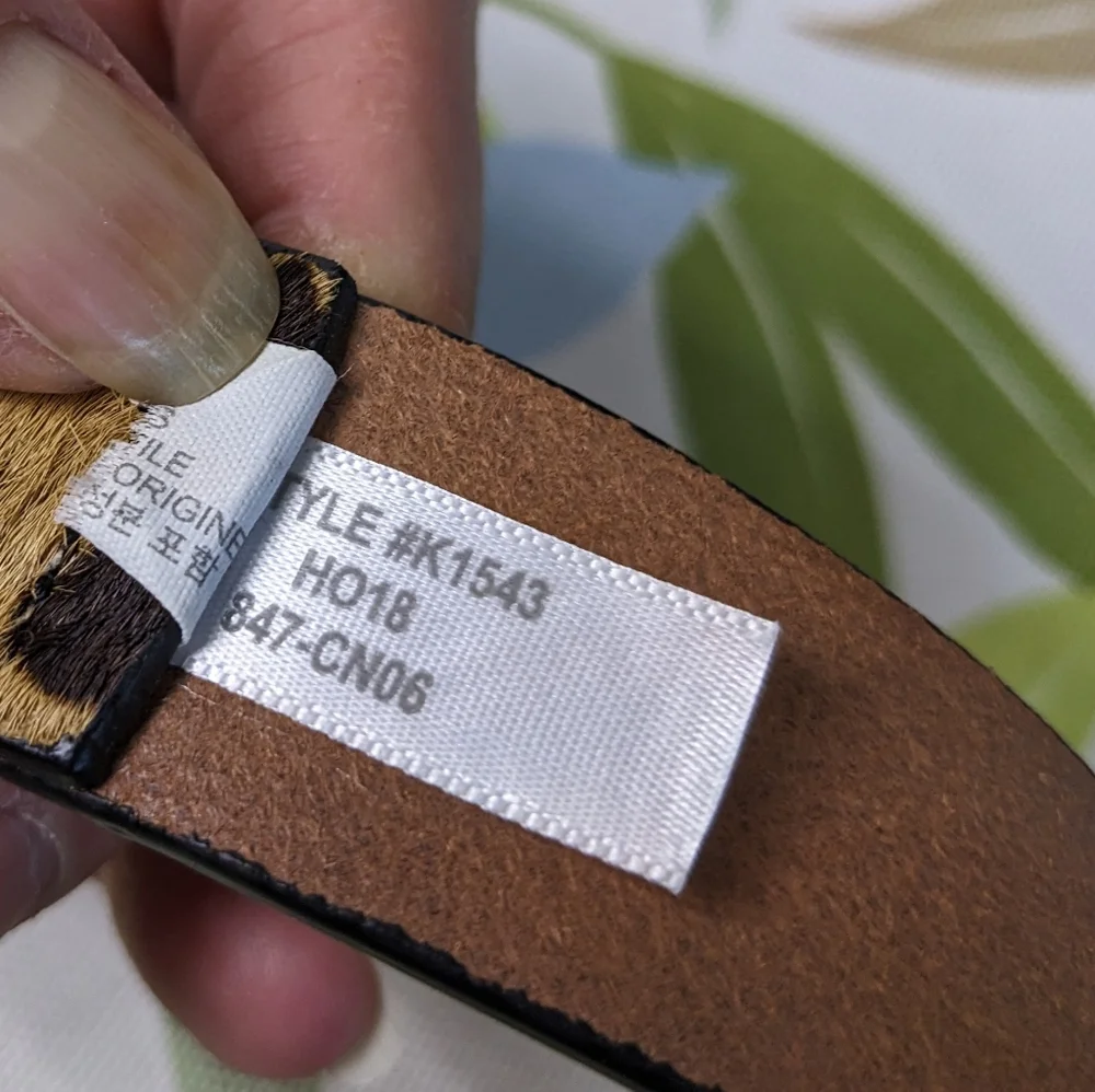 J. Crew Calf Hair Leather Belt, Brass Buckle, Animal Print, Sz Med, Unisex, NWOT - Picture 4 of 9